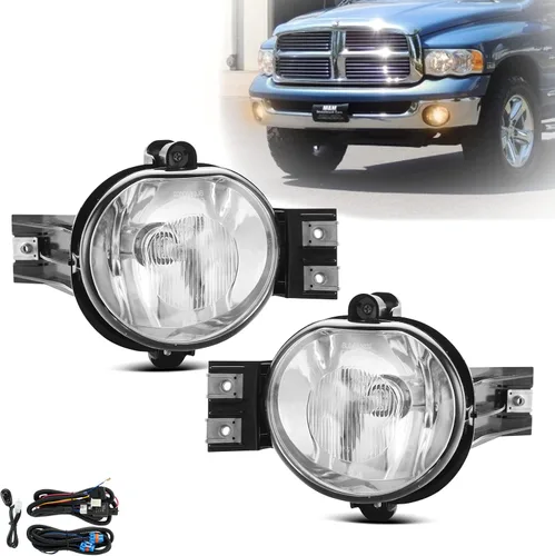 Miniatura 9 de Kit de reemplazo de luces antiniebla para 2002 2003 2004 2005 2006 2007 2008 Dodge Ram 1500/2500/3500 con bisel negro, cableado y interruptor 9006