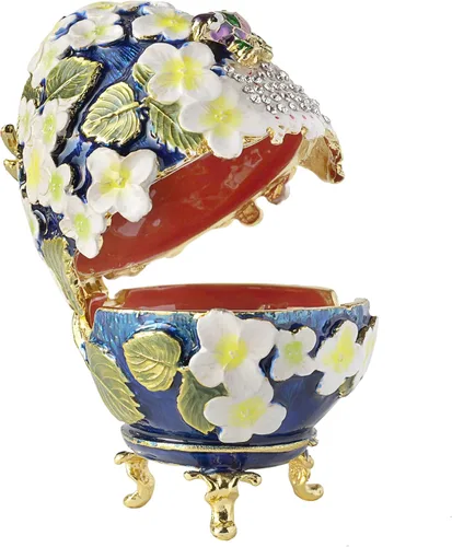 Miniatura 2 de Apropos Huevo Faberge pintado a mano de estilo vintage con esmalte rico y diamantes de imitación brillantes caja de joyería