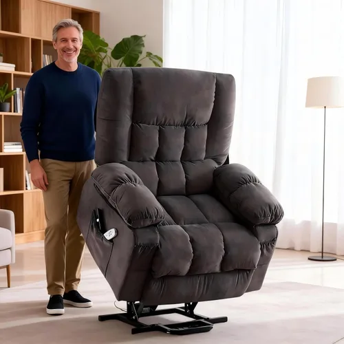Miniatura 9 de MAHOMICO Silla reclinable eléctrica para personas mayores con funciones de masaje por vibración y calefacción, sofá reclinable eléctrico individual