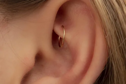 Miniatura 50 de Aretes de aro de oro de plata – Aretes de aro para mujer, dos piezas de aros de plata fina rellenos de oro, aro de hélice, anillo de tragus, aro