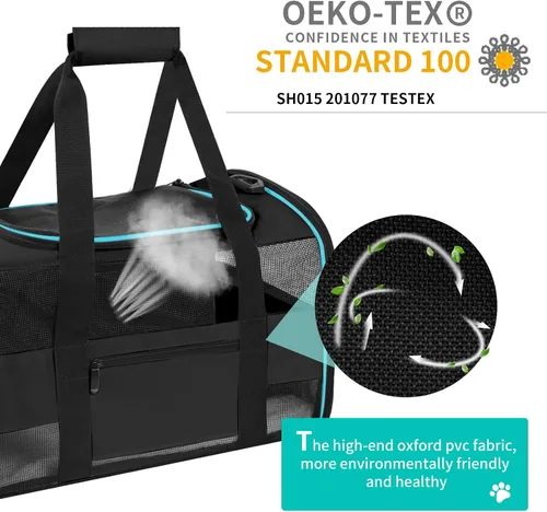 Miniatura 4 de Transportín para Gatos Transportín para Mascotas Aprobado por Aerolíneas para Perros Pequeños Gatos Cachorros Plegable de Lados Suaves Bolsa de Negro