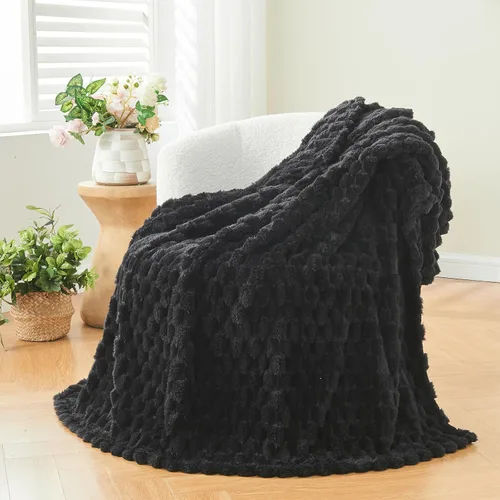 Miniatura 84 de NEWCOSPLAY Manta de Tiro Súper Suave Aqua Franela Sedosa Premium Forro Polar Jacquard Acanalado 3D Ligero Manta de Cama Uso en Todas las Estaciones