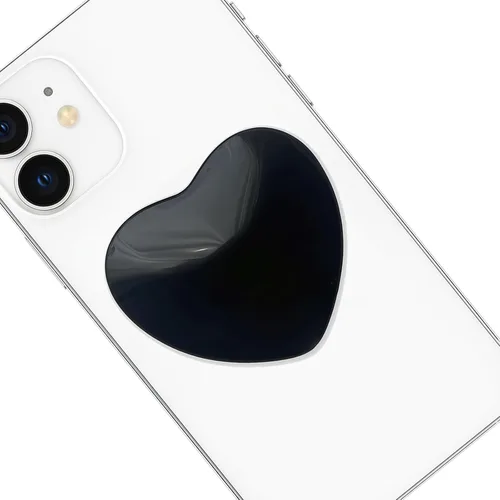 Miniatura 2 de Accesorio transparente para teléfono móvil en forma de corazón, soporte plegable de resina negra, base elástica transparente, adecuado