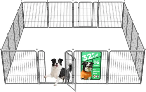 FXW Aster - Corralito para perros diseñado para patio, 32 pulgadas, 16 paneles