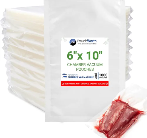 1,000 unidades de pintas transparentes de 6 x 10 pulgadas, bolsas para máquina de cámara de 3 mil, bolsas de sellado al vacío de cámara precortadas,
