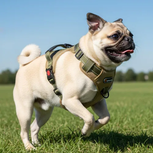Miniatura 5 de Arnés táctico para perro, ajustable, sin tirones, con correas reflectantes y asa, arnés para cachorros con clips metálicos dobles para correa