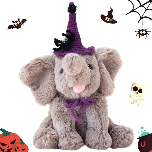 Miniatura 8 de Hopearl Adorable juguete de elefante de ternero de peluche con babero de punto colorido, elefante flexible, ultrasuave, regalo de cumpleaños