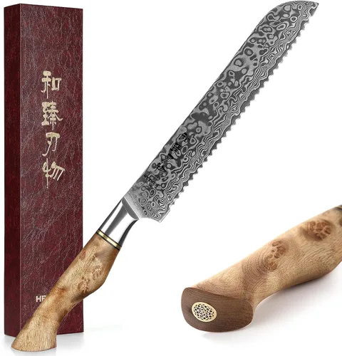 Miniatura 18 de HEZHEN Cuchillo utilitario de 5 pulgadas con filo de navaja - Acero de Damasco con patrón de rosa multifuncional VG10 cuchillo profesional