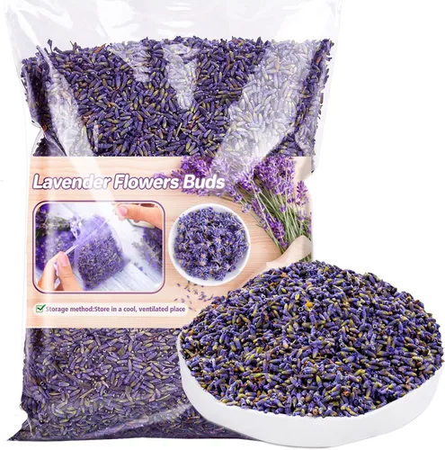 Sukh 270g Flores secas de lavanda - Bolsas de capullos de lavanda para cajones, armarios, aromas frescos, bolsas de lavanda para fiesta de