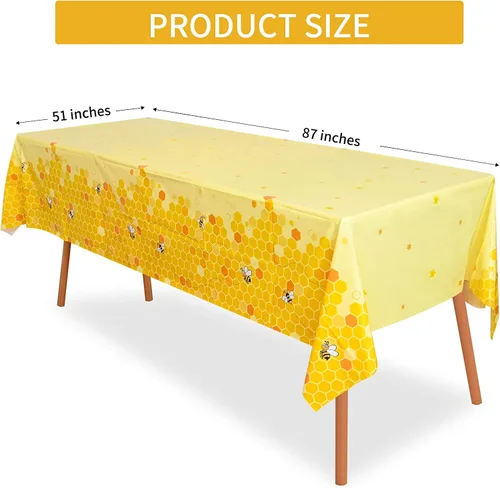 Miniatura 2 de Lecpeting 2 manteles de plástico con diseño de abejorros y abejorros desechables para fiestas de 87 x 51 pulgadas, para decoración de fiesta