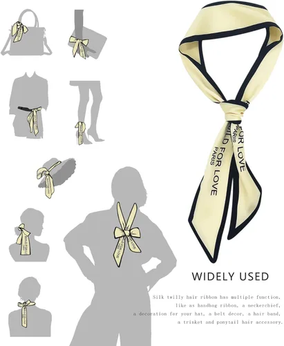 Miniatura 33 de Women's Designer Neckerchief Handbag Handle Ribbon Fashion Scarf Letter Printed Hair Tie