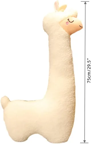 Miniatura 2 de YUDONG Almohada gigante de felpa de alpaca de 29.5 pulgadas, juguetes de animales de peluche, suave y esponjosa, almohada de cuerpo largo, Blanco