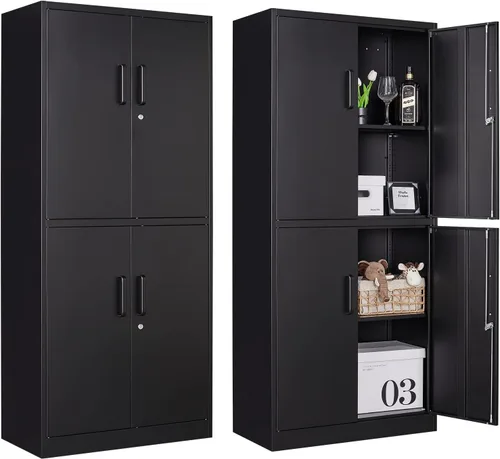 Miniatura 36 de Armario de garaje de metal de 36 pulgadas de alto, gabinetes de almacenamiento de 2 puertas, caninete de herramientas de acero utilitario, caninetes