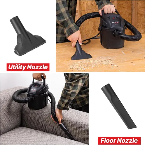 Miniatura 6 de Shop-Vac 2021005 - Aspiradora micro húmeda y seca de 1 galón, 1.0 CV pico, 1.25 pulgadas de diámetro x manguera de 4 pies, 6 cables de alimentos