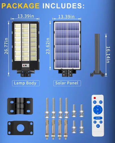 Miniatura 7 de JAYNLT Y-9500W - Luces solares de calle al aire libre, 6500K luces de estacionamiento de lúmenes más altos, impermeables Duks to Dawn Lámparas