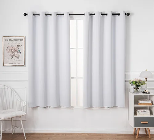 Miniatura 19 de PI Cortinas opacas para dormitorio, tratamiento de ventana con aislamiento térmico de anillo superior, cortinas oscurecedoras de habitación