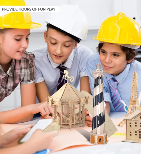Miniatura 4 de Puzzled Light House 3D Jigsaw Woodcraft Kit Rompecabezas de madera