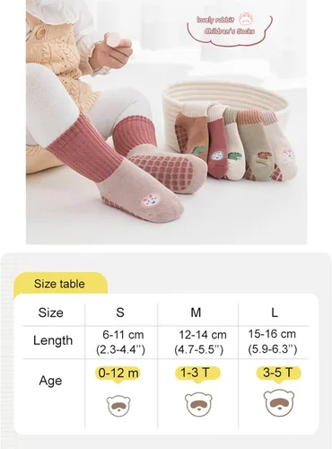Miniatura 7 de Calcetines antideslizantes para bebé, calcetines cálidos y gruesos antideslizantes para niñas, niños y recién nacidos, 6 pares