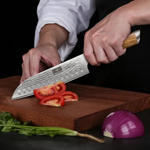 Miniatura 7 de HOSHANHO Cuchillo Santoku de Damasco de 7 pulgadas, cuchillo de cocina profesional japonés de Damasco Super Steel, cuchillo de cocina afilado