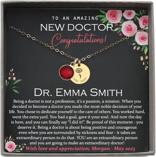 Miniatura 22 de Be Wished Personalized Graduation Gifts for Women, Birth Flower Necklace with Meaningful Message. Goldfilled or 925 Sterling Silver