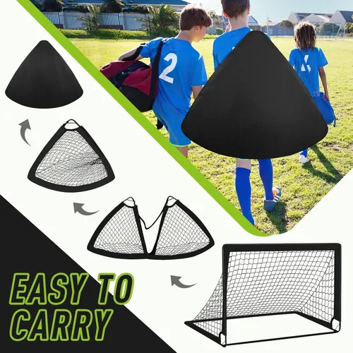 Miniatura 4 de 2 porterías de fútbol de 4 x 3 pies para patio trasero, equipo de entrenamiento portátil con pelota de fútbol, 10 conos de fútbol, bolsa