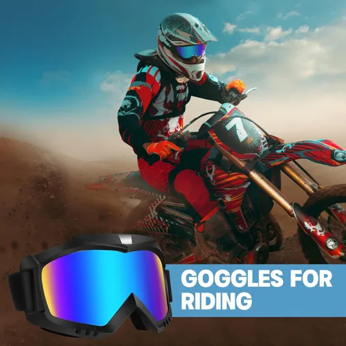 Miniatura 8 de Paquete de 2 gafas de motocross – Motocicleta, ATV, equitación, esquí, resistente al viento gafas de carreras
