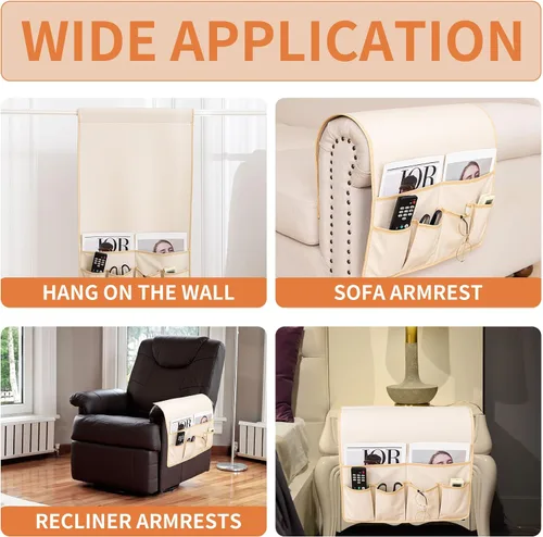 Miniatura 5 de HAOMAIJIA Organizador antideslizante de reposabrazos para sofá, organizador de almacenamiento lateral para sillón y mesita de noche, para sofá