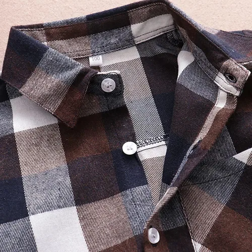 Miniatura 2 de Camisa de franela de manga larga con botones y botones para niños y niñas, Rojo
