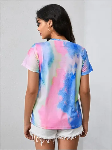 Miniatura 2 de Verdusa - Camiseta de manga corta para mujer teñido anudado