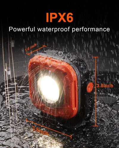 Miniatura 6 de SUNREI Luz de Trabajo Magnética LED de 1300LM con Atenuación Sin Escalones, Linterna Mecánica COB de 7800mAh, Reflector Recargable IPX65 con Gancho