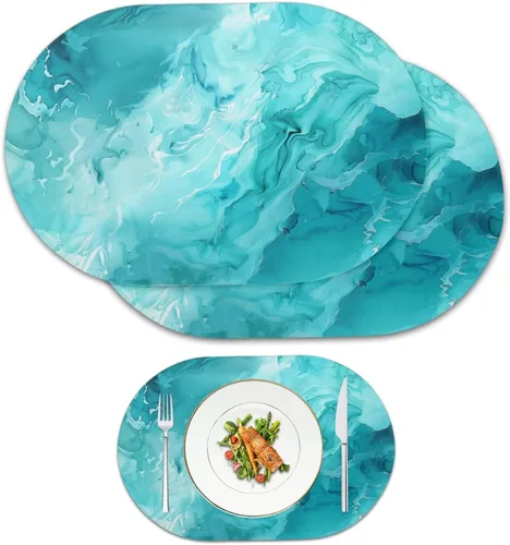 Miniatura 19 de Pumpkin Placemats Oval Placemats Set of 2 Black Cat Table Mats for Dining Tables Washable Heat Resistant Place Mats for Holiday Party Use 12X18 Inch
