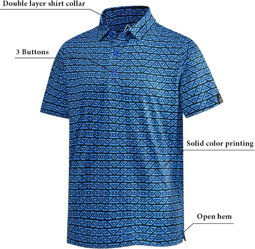 Miniatura 84 de DEOLAX Camisa de golf para hombre, con estampado de moda, atlética, de manga corta, clásica, casual, ajuste seco, suave, para hombres