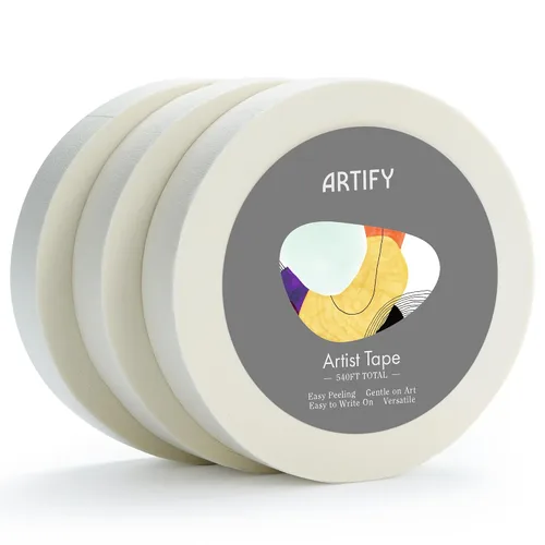 Miniatura 8 de ARTIFY - Cinta de artista para dibujar arte, paquete de 3 cintas adhesivas blancas de 0.5 pulgadas para acuarela, pintura, dibujo, lienzo, enmarcar