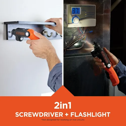 Miniatura 11 de BLACK+DECKER Destornillador inalámbrico con luz LED de 4V MAX, destornillador eléctrico con juego de 2 puntas (BDCSFL20C)