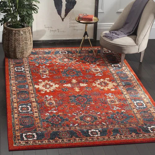 Miniatura 30 de SAFAVIEH Vintage Hamadan Collection - Alfombra de área de 2 pies 3 pulgadas x 4 pies, naranja y azul, diseño tradicional persa, no desprende pelusa