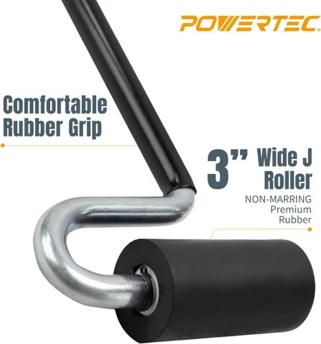 Miniatura 2 de POWERTEC Rodillo J de mango largo de 12", diámetro de 1-1/2", 3" de ancho, herramienta de rodillo de goma para laminado y chapa para bandas