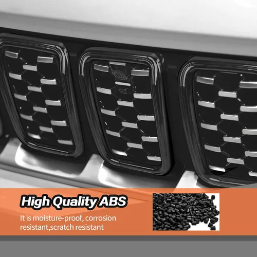 Miniatura 5 de 7 piezas de insertos de parrilla accesorios de rejilla para Jeep Grand Cherokee 2021+ (negro)