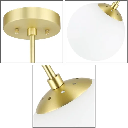 Miniatura 7 de XiNBEi Lighting Lámpara de techo semiempotrada de 1 luz, luz de techo semiempotrada, acabado de latón satinado para sala de estar y comedor