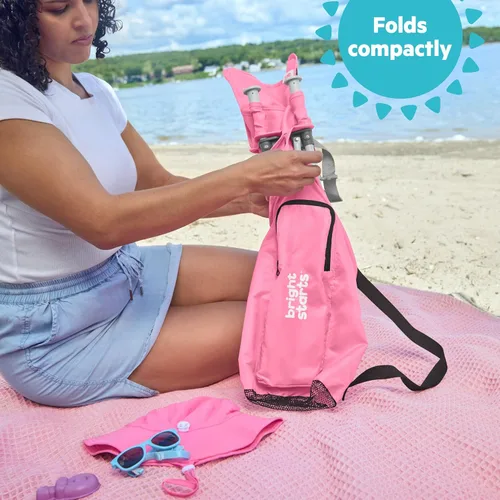 Miniatura 5 de Bright Starts Pop 'N Sit asiento elevado portátil, uso en interiores/exteriores, asiento de piso con bandeja para alimentación, rosa, 6 meses - 3