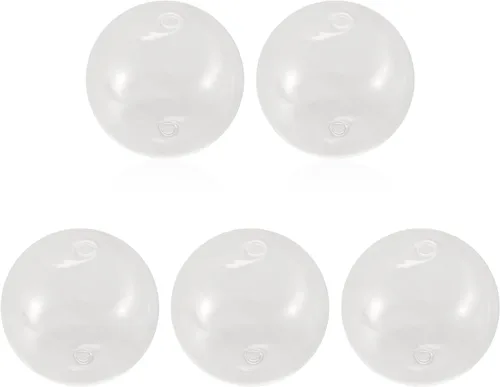 Miniatura 8 de Pandahall - 60 cuentas redondas hechas a mano de 0.551 in de vidrio transparente soplado con 5 colores de tapa de latón, botellas de bola de cristal