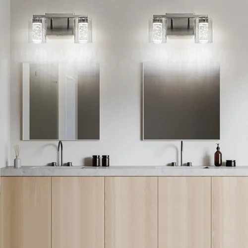 Miniatura 4 de SineRise lámpara de tocador de 2 luces de níquel cepillado, con 3 modos de color (3000K/4000K/6000K), lámpara de baño LED de protección ocular