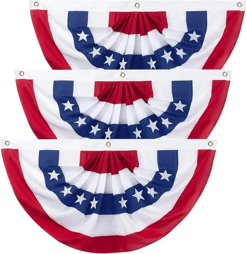 Miniatura 8 de Bandera de abanico plisada estadounidense, 3 x 6 pies, bandera patriótica de Estados Unidos con medio abanico para exteriores, decoraciones