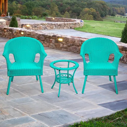 Miniatura 8 de Bistro - Juego de 3 muebles de patio para exteriores, juego de 2 sillas de mimbre con mesa auxiliar al aire libre, sillas de exterior para patio