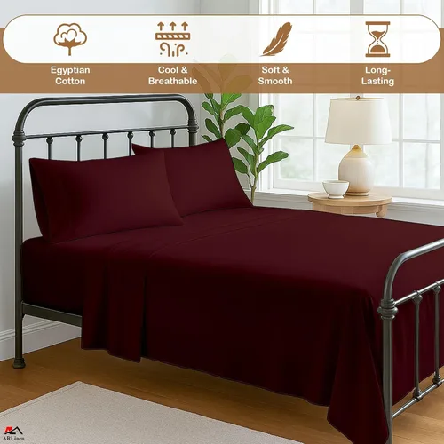 Miniatura 3 de ARlinen Juego de sábanas para autocaravana (48 x 75) tamaño matrimonial 3/4, color burdeos sólido de hasta 8-10 pulgadas de profundidad, para cama