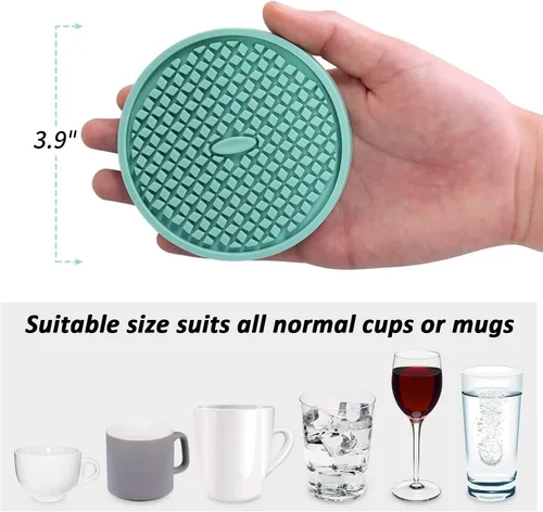 Miniatura 3 de ME.FAN Posavasos de silicona [paquete de 6] posavasos gruesos con soporte, tapete para tazas, antideslizante, antiadherente, se mantiene en su