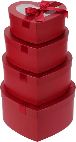 Miniatura 8 de Cajas negras en forma de corazón para arreglos florales, cajas de corazón para flores, juego de 4 cajas de regalo anidables con tapas transparentes
