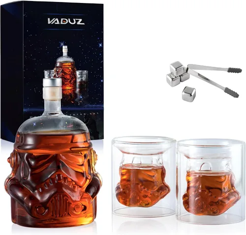 Miniatura 7 de Juego de decantador de whisky transparente creativo, regalos para hombres, carafe destilador de whisky con 4 piedras de whisky y pinza, carafe