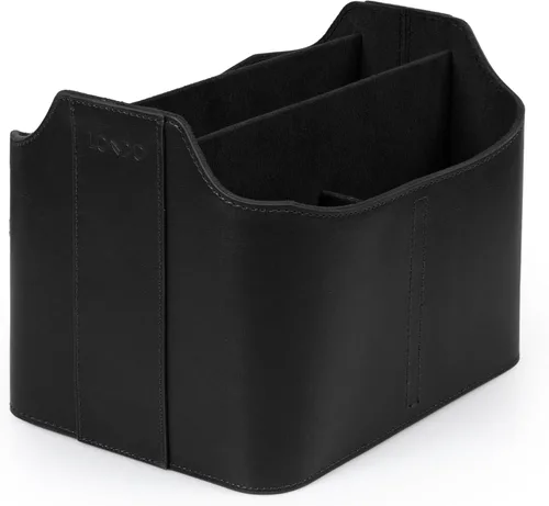 Miniatura 11 de Londo soporte para control remoto de cuero PU, organizador de escritorio para suministros de oficina con ranura para tableta, cepillo de maquillaje