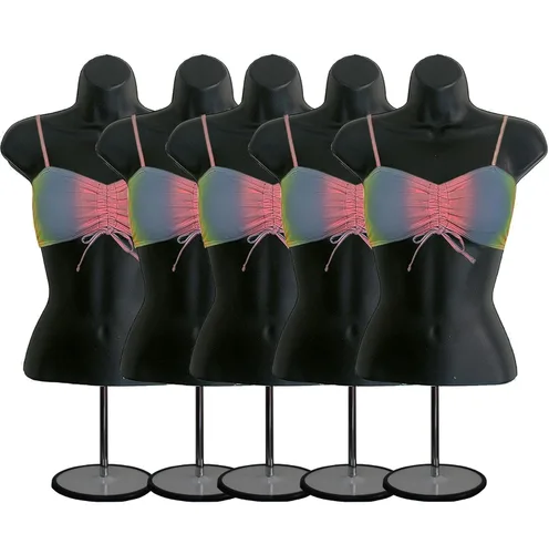 Miniatura 12 de DisplayTown - Maniquí femenino con torso y soporte de metal, parte trasera hueca, cuerpo apilable, forma para exhibir camisetas, mostrador