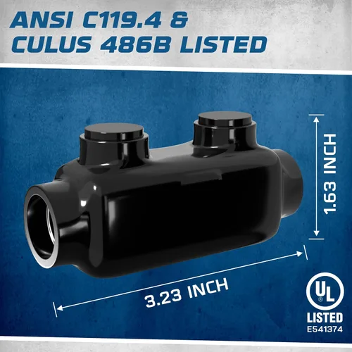Miniatura 4 de OHLECTRIC Conector de empalme en línea - 2/0-6 AWG - Conector aislado negro - Tornillo hexagonal Allen 3/16 - Revestimiento resistente